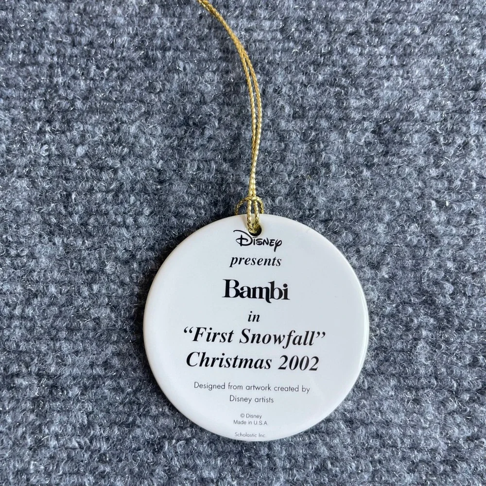Disney Bambi First Snowfall Christmas 2002 Ornament Scholastic Inc Vintage Boxed